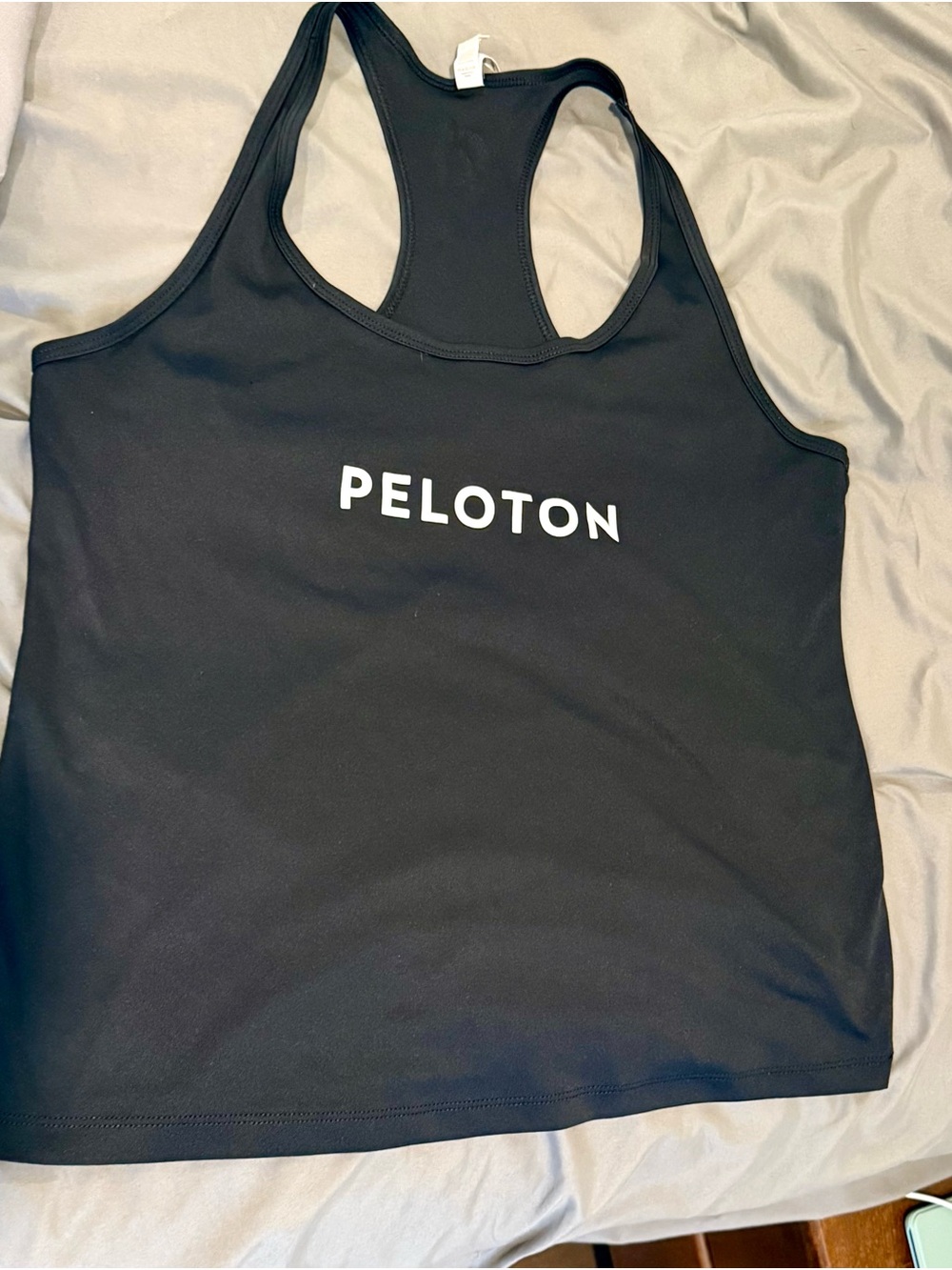 Peloton Black Racerback Tank with White Logo